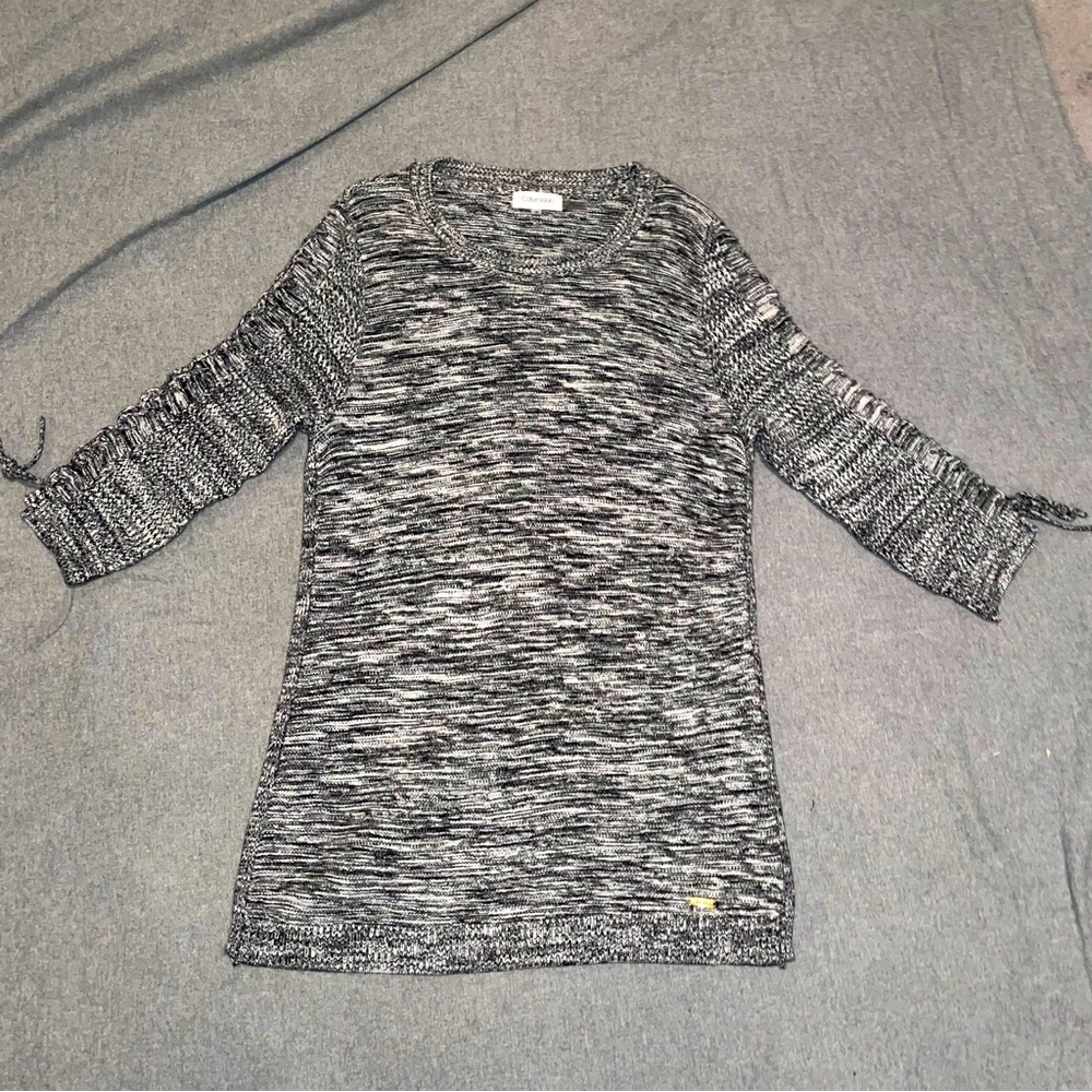 Calvin Klein Knit Mini Dress Black & White 3/4 sleeve Size Medium